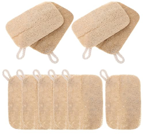 WOONEKY 10 Esponjas De Lufa Natural para Lavar Platos Estropajo Lufa Cocina Sin Rayaduras Esponja Vegetal para Platos para Ollas Y Sartenes 3.54 X 2.83 X 0.19 in