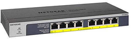 Netgear GS108PP Gigabit Ethernet Unmanaged PoE-Switch (8 x PoE+ @ 123 W erweiterbar, Desktop/Rackmount und ProSAFE Limited Lifetime Protection
