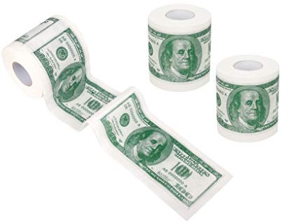 SummitLink Lot de 3 rouleaux de papier toilette Motif billet de 100 $ US Dollar américain