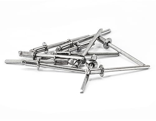 PRIOstahl Blindnieten Dichtnieten Nieten Pop-Nieten Hohlnieten Flachkopf - DIN 7337 x 100 Stück für Materialstärke: 3 mm - 6 mm zum Verbinden für Industrie Metall Holz Kunststoff aus Edelstahl V2A