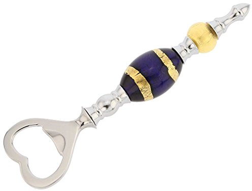 Apribottiglie in Vetro di Murano Italiano - Strisce Blu Oro