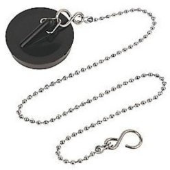 2 x Kitchen Sink Plug Stainless Ball Chain with S Hook 37