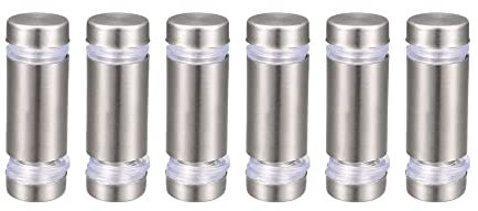 sourcing map 1/2 Diamètre x 1-7/16(12x37mm) Double Tête Écartement Vis Paroi Montage Panneau Supports Acrylique Verre Clous 6pcs