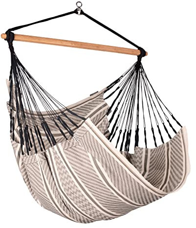 La Siesta®- Habana Hängesessel Comfort Size für Entspannung & Stil: 360° Drehgelenk, hochwertiges Bambusholz - GOTS-zertifizierte Baumwolle. (Zebra)