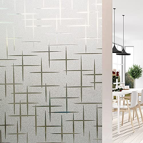 Shackcom Fensterfolie Blickdicht 90x400cm Milchglasfolie Selbsthaftend Sichtschutzfolie Statisch Haftend Anti-UV Milchglas Dekofolie für Schlafzimmer Wohnzimmer-J036