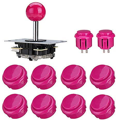 Kit fai da te per giochi arcade, controller di gioco per PC, kit fai da te con 1 joystick arcade e 10 pulsanti arcade, rosa
