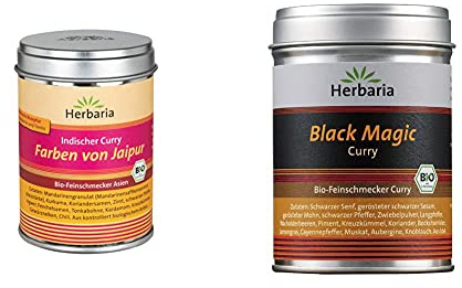 Herbaria 'Farben von Jaipur' Indischer Curry, 80 gramm & Black Magic Curry, 1er Pack (1 x 80 g Dose) - Bio