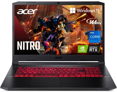 Acer Nitro 5 AN517-54-79L1 Gaming Laptop | Intel Core i7-11800H | NVIDIA GeForce RTX 3050Ti Laptop GPU | 17.3 FHD 144Hz IPS Display | 16GB DDR4 | 1TB NVMe SSD | Killer Wi-Fi 6 | Backlit KB | Win 11