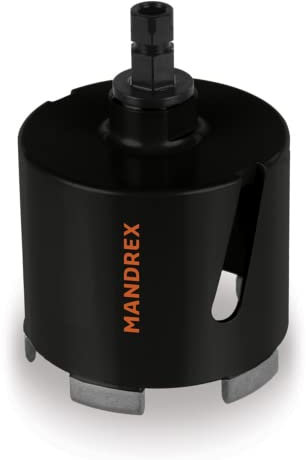 Mandrex ConcreteXdust Scie cloche diamantée avec emmanchement hexagonal et foret de centrage Ø 72 mm