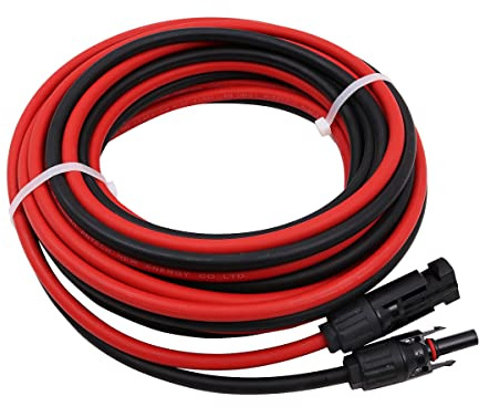 ZONADAH Par de cables de extensión de un solo núcleo de 6 m 6 mm2 con conectores para paneles solares y sistemas solares 6 metros (19,6 pies) cable con enchufe