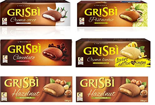 Paquete de prueba Vicenzi Grisbi Cocco Nocciola Cioccolato Pistacchio Limone 6 x 150 g Galletas Crema Galletas Pasteles Barritas