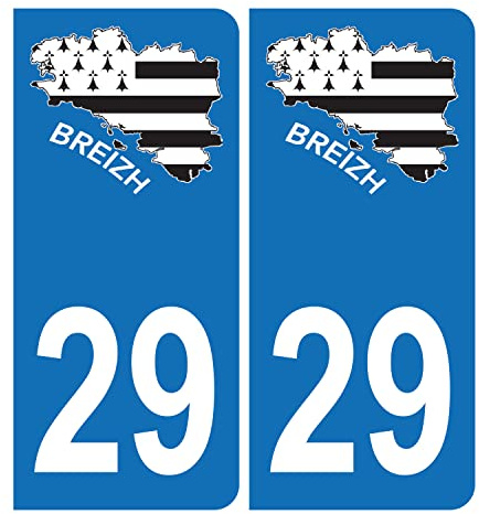 HADEXIA Autocollant Plaque d'immatriculation Voiture 29 Carte Bretagne