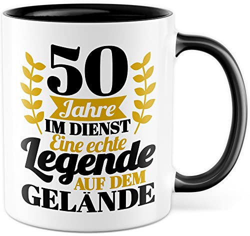 Tasse Dienstjubiläum Geschenk, 50 Jahre im Dienst - Eine echte Legende Geschenkidee Kollegen Kaffee-Becher Kaffeetasse Tasse mit Spruch Firmenjubiläum Arbeitsjubiläum Büro-Geschenk (50 Jahre)