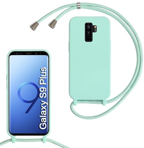SLWYF Kompatibel mit Samsung Galaxy S9 Plus Hülle, Handykette Hülle Silikon Seil Necklace Handyhülle mit Kordel Tasche TPU Bumper Schutzhülle für Galaxy S9 Plus - Schwarz