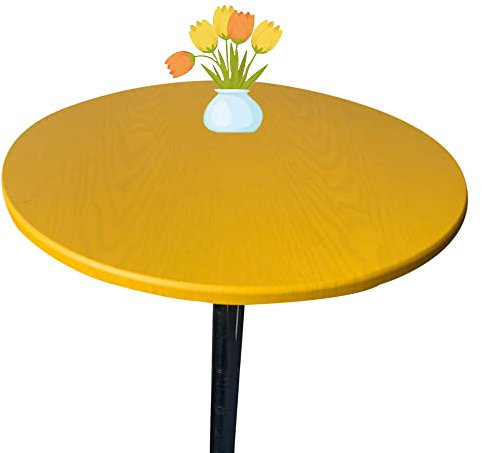 Morbuy Rund Tischdecke Elastisch, Rund Tischdecken Wasserdicht Schmutzabweisend Abwischbar Einfarbig Tischtuch für Dekoration Küchentisch Garten Kaffee Restaurant (70cm,Gelb)