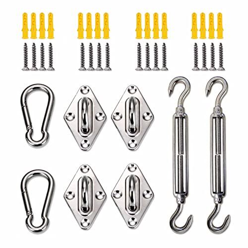 Aiyaoo Sonnensegel Befestigung Set, Sonnensegel Zubehör 304 Edelstahl Montage für Viereckigen Dreieckigen Sonnensegeln Rostfreier