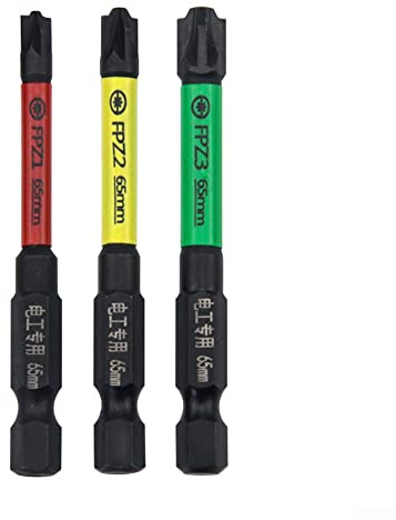Juego de 3 puntas de destornillador Phillips con ranura magnética, 65 mm para electricista FPZ1-3
