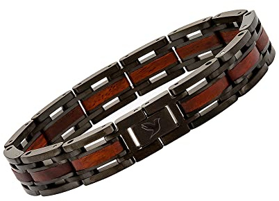 Woodstar Bracelet Homme en Acier et Bois, Bijoux Mode Homme, Bracelet Réglable