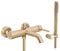 Rea GRIFO DE BAÑERA Lungo Brush Mezclador de bañera dorado con ducha de mano de latón para baño frío y caliente ajustable (oro cepillado)