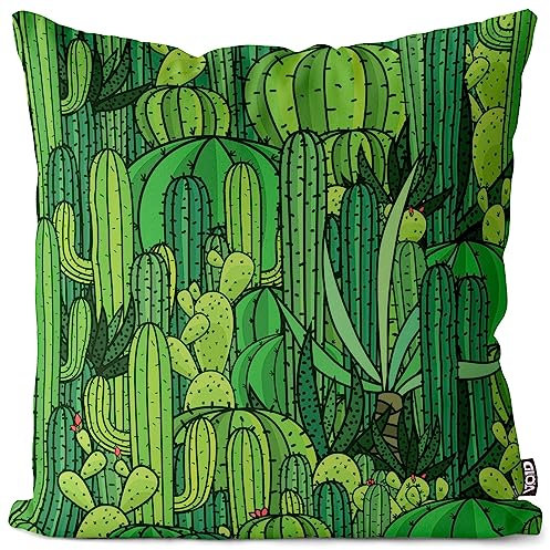 VOID Comic Kaktus Kakteen Garten Kissenbezug Kissenhülle Polyester wasserfest Outdoor Indoor, Kissen Größe:80 x 80 cm