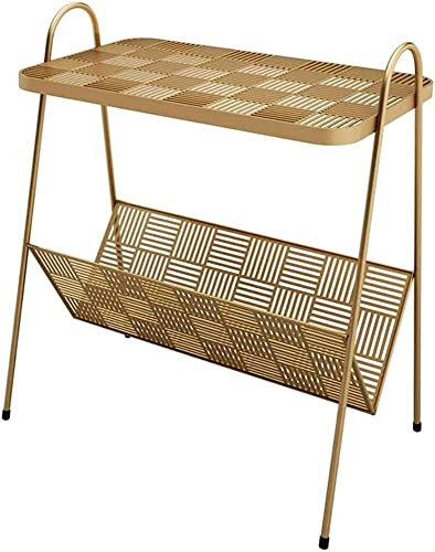 Table Basse de Salon Moderne Table Basse Simple Petit Balcon Petit étage Porte-revues Fer Chevet Salon canapé Table Stable (Couleur : Or)