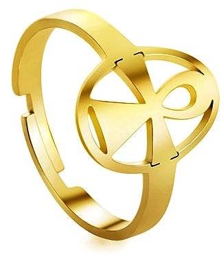Amaxer Bague croix égyptienne Ankh Croix Égyptienne Clé de vie Amulette Bague ouverte réglable Bijoux Cadeaux pour femmes hommes, rostfreier Stahl, Cristal