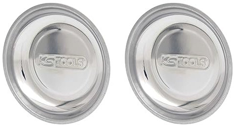 KS Tools 800.0150 - Soucoupe magnétique 150mm - Pour préserver les vis et autres petites pièces métalliques - Aimant gainé en caoutchouc - En Inox - Surface polie (Lot de 2)