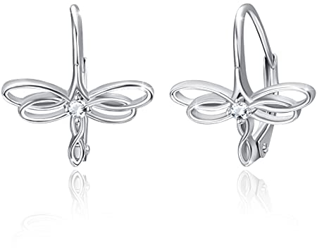 CUOKA MIRACLE 925 Sterling Silber Libelle Ohrringe Creolen Mädchen Kinder Creolen Klein Ohrringe Kreolen für Damen Panda Tier Ohrringe für Mädchen/Mutter/Tochter