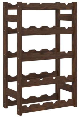 vidaXL Weinregal, Flaschenregal mit 5 Ablagen für 20 Flaschen, Weinflaschenhalter Weinständer mit Wellen-Design, Weinhalter Getränkeregal für Küche Keller, Braun Massivholz Kiefer