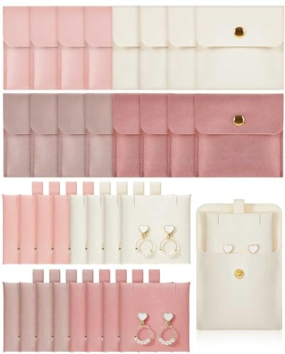 Ferreve 20 Pcs Microfiber Jewelry Pouch Bulk for Small Business Mixed