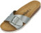 Palado Pantoletten Damen Tinos - bequeme Sandalen Made in Spain - elegante Hausschuhe mit Kork-Fußbett - modische Sommerschuhe Olive Metallic UK8 - EU41