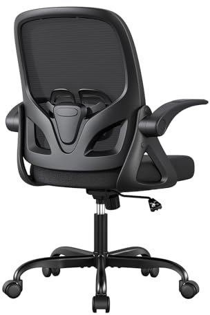 ORRSAKER Home Office Schreibtischstuhl mit stützender Lendenwirbelstütze und hochklappbaren Armen, atmungsaktiv, doppeltes Netzgewebe, ergonomischer Schreibtischstuhl für Zuhause oder Arbeit, mit