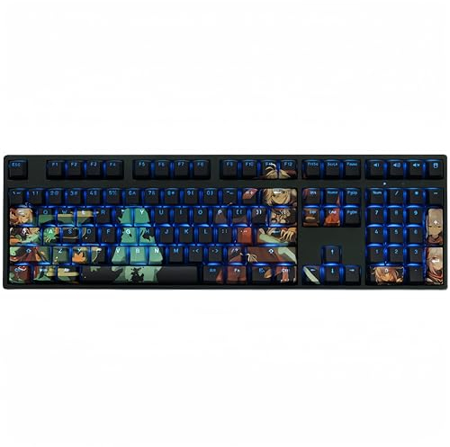 Genshin Impact Tastenkappen, 108 Tasten, OEM/PBT, fünfseitige Thermosublimation, transparent, benutzerdefinierte Tastenkappen für Cherry Gateron MX Switches mechanische Tastaturen (Kaedehara Kazuha)