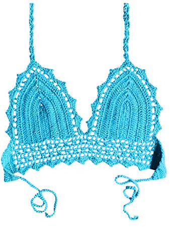 Generisch Damen Sandalen Bequem Bademode Hipster Damen Elegante Oberteile Frauen Sexy-Bikini Top Strick-Badeanzug gepolsterte Spitze Baywatch Badehose Shaping Badeanzug Damen Thongs (Sky Blue, L)