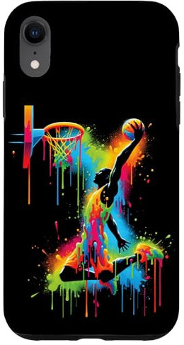 Hülle für iPhone XR Basketball Slam Dunk Splash Farbe Sport