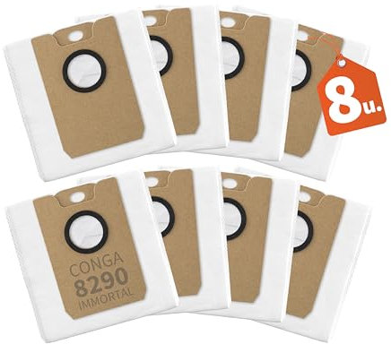 BAKUUM Pack de Bolsas de Polvo Premium para Cecotec Conga 8290 Immortal. Accesorios. Mayor Duración y Filtración Superior. Bolsa de Autovaciado de Aspiración. (Pack 8)