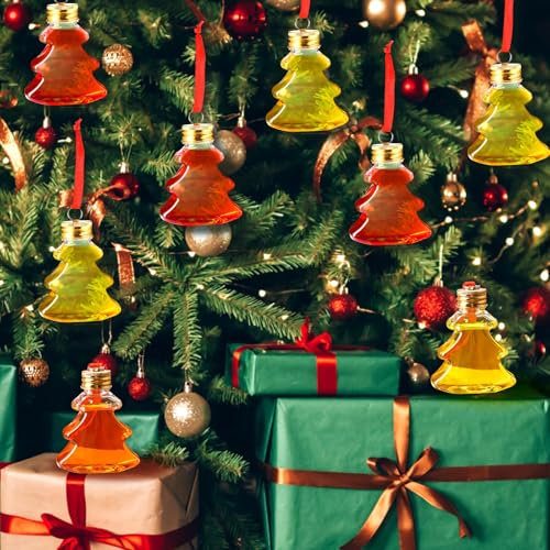Patelai 48 Stück Weihnachtskugeln Schnapsglas Ornament Kunststoff befüllbar Weihnachtsbaum Ornamente Klar Xmas Wasserflasche Glühbirnen für Urlaub Party Dekoration Indoor Outdoor (Weihnachtsbaum)