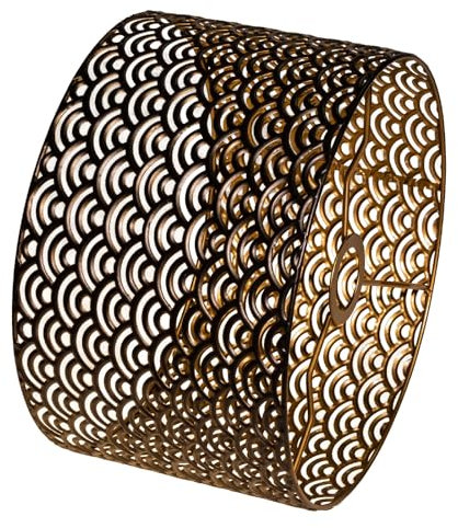 Abat-jour de rechange pour lampe à tambour en métal - Design creux sculpté (noir doré 6)