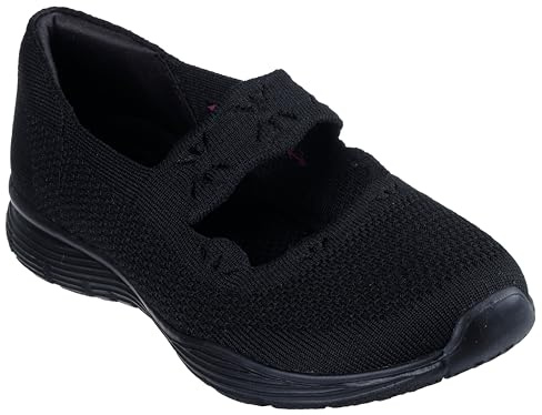 Skechers Women's Seager-Cute N' Coy Mary Jane Flat, Black, 4 UK