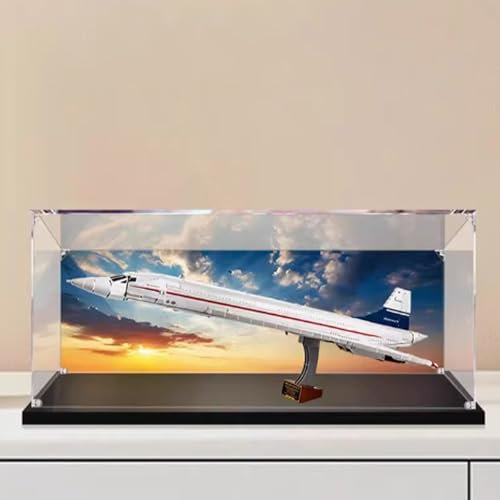 Boîte de présentation en acrylique, compatible avec Lego Concorde 10318, organiseur, boîte transparente pour 10318 (boîte uniquement) (fond peint)