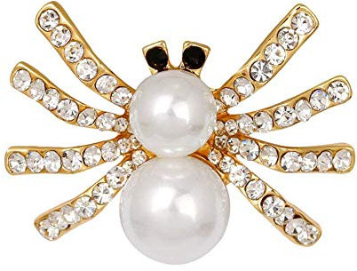 casstaly 1PC Femme Broche Epingle en Alliage Modelisation d'araignee Corsage Brooch de Decoration Mode Elegante Filles Style Nouveau Blanc & Or