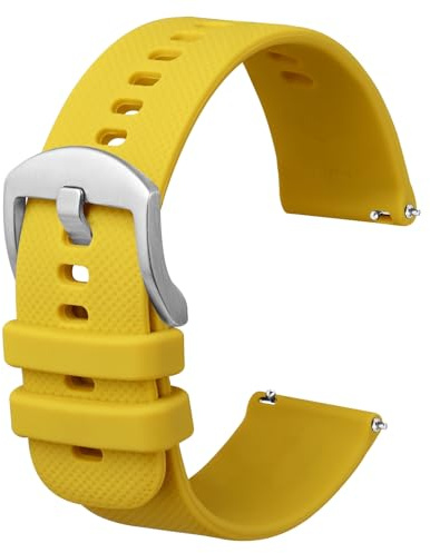 Anbeer Bracelets de Montres en Silicone pour Femme Homme, 22mm Bracelets de Montre en Caoutchouc à Déclenchement Rapide,Jaune