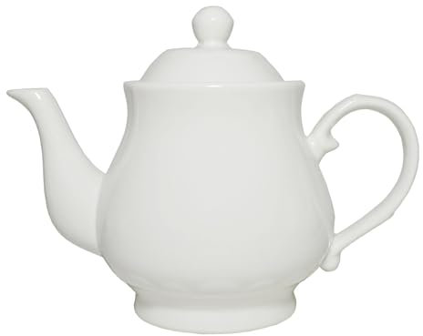 White Porcelain Teapot, Lotus Tea Pot Coffee Tea Water Pot Vintage Ceramic Gooseneck Kettle (26oz)