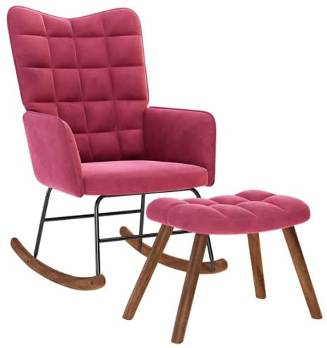 vidaXL Schaukelstuhl mit Hocker Weinroter Samt, Stuhl, Loungesessel, Loungesitz, Schaukelstuhl, Wohnzimmerstuhl, Relaxsessel, Wippe, Relaxsessel