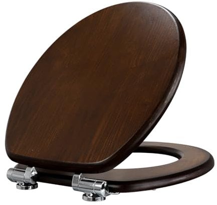 Fanmitrk Natural Solid Wood Toilet Seat-Plywood Wooden Toilet Seat,Soft Close with Metal Hinges(plywood2501)