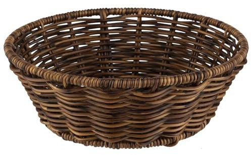 APS 40341 Korb rund „COVE“, Brauner Flechtkorb, Körbchen aus Polypropylen, Behältnis aus Flechtwerk, Brötchenkorb, Lebensmittelkorb, Durchmesser Ø 20 cm, Höhe 7 cm, braun