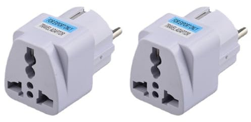 Powice 2 Stück Universal Adapter, 10A/250V 500W Reise Adapter Universal,Internationaler China Deutschlandstecker, Universal EU Steckdose für USA UK Thailand Schweiz China Italien etc