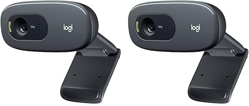 Logitech C270 Webcam HD, 720p/30fps, Videochiamate HD Widescreen, Correzione Automatica ‎Luminosità, Microfono Riduzione del Rumore (Confezione da 2)