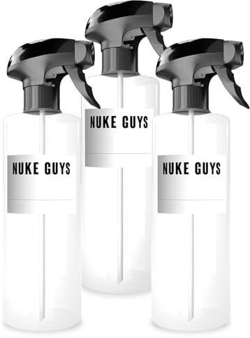 Nuke Guys 3x Sprühflasche 500ml zum Befüllen | Leere Sprühflaschen geeignet für Wasser - Reinigungsmittel - Desinfektionsmittel - Putzmittel | Sprüher für Blumen - Pflanzen - Auto