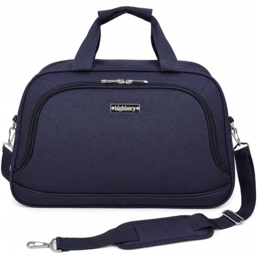 Highbury Lightweight Cabin Holdall Bag 45 x 30 x 20cm, Travel Bag with Trolley Sleeve, Detachable Shoulder Strap, Weekend & Overnight Bag, Airline Cabin Luggage, 5 Year Warranty (Navy Blue)